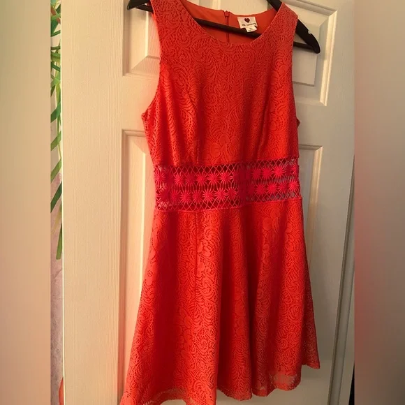 fit and flare orange dress Smocked Fit and Flare Midi Dress in Orange main image 1